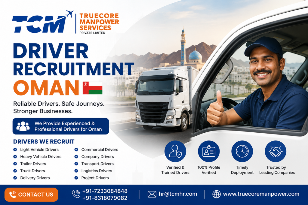 Driver Recruitment Oman services by Truecore Manpower Services