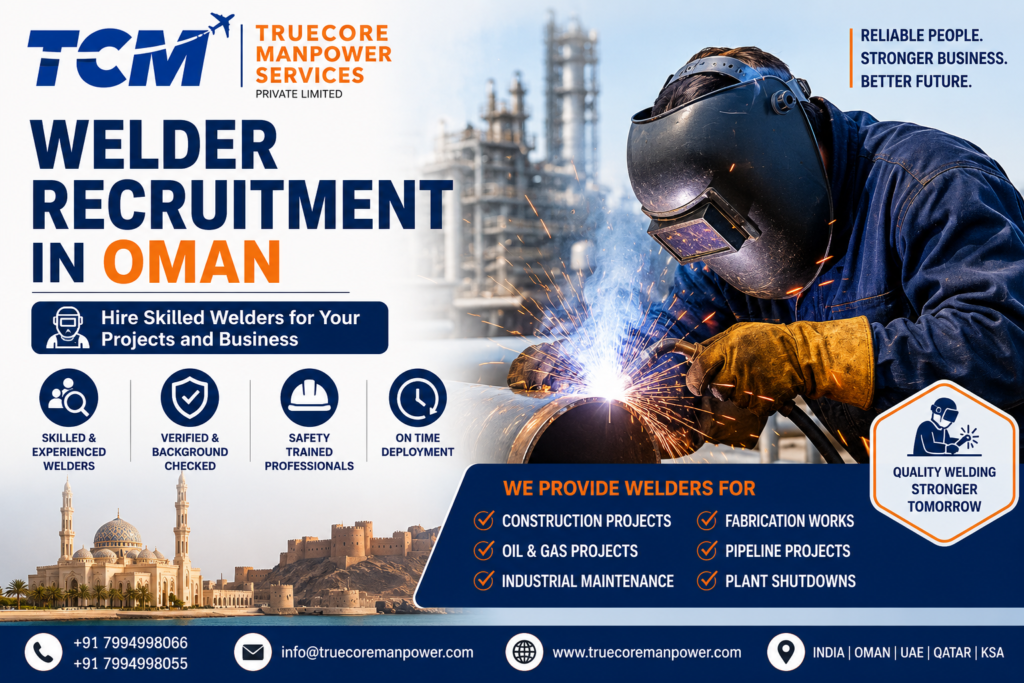 Welder Recruitment in Oman by TCM Manpower Services for skilled welding professionals
