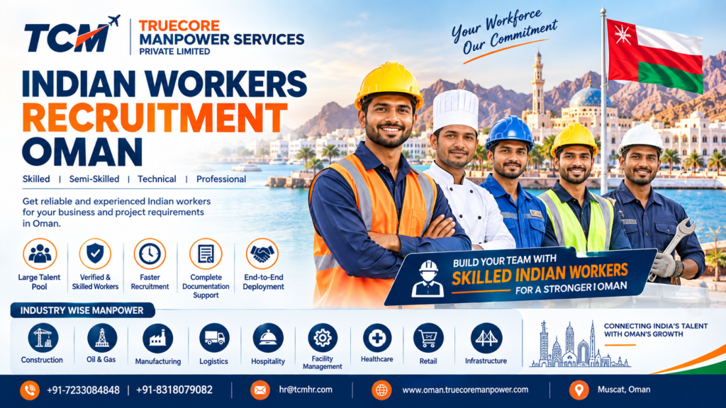 Indian workers recruitment Oman for skilled and technical manpower