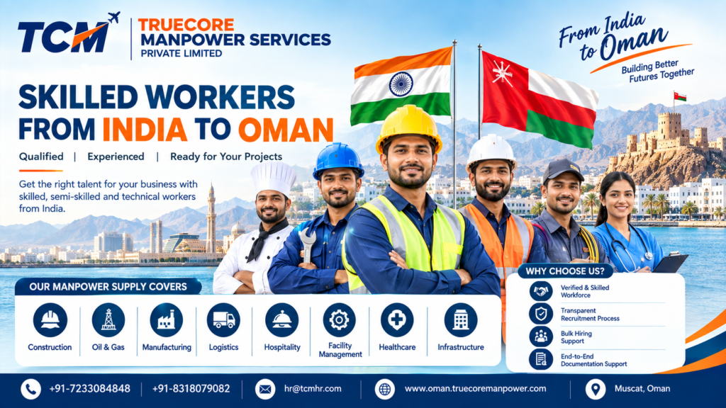 Skilled workers from India to Oman for manpower recruitment